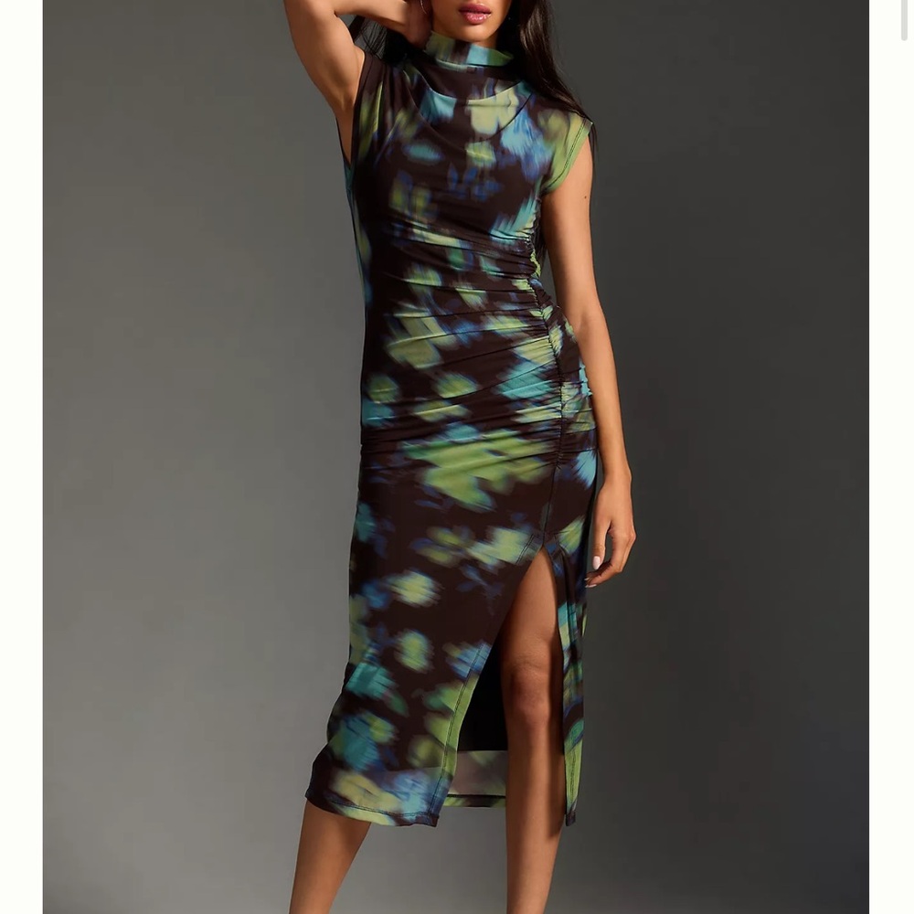 Anthropologie ruched dress size L